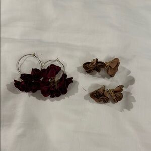 Floral Hoop Earrings Set